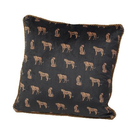 Kissen mit Leoparden und Kordelumrandung