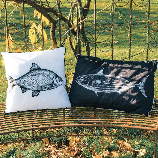 Outdoor Kissen Fisch Black & White 