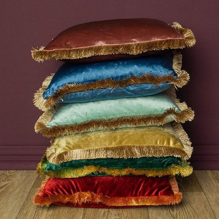 Kissen mit Fransenrand, gold