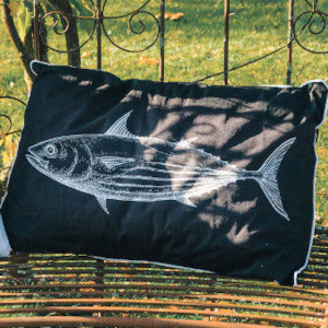 Outdoor Kissen Fisch Black & White 