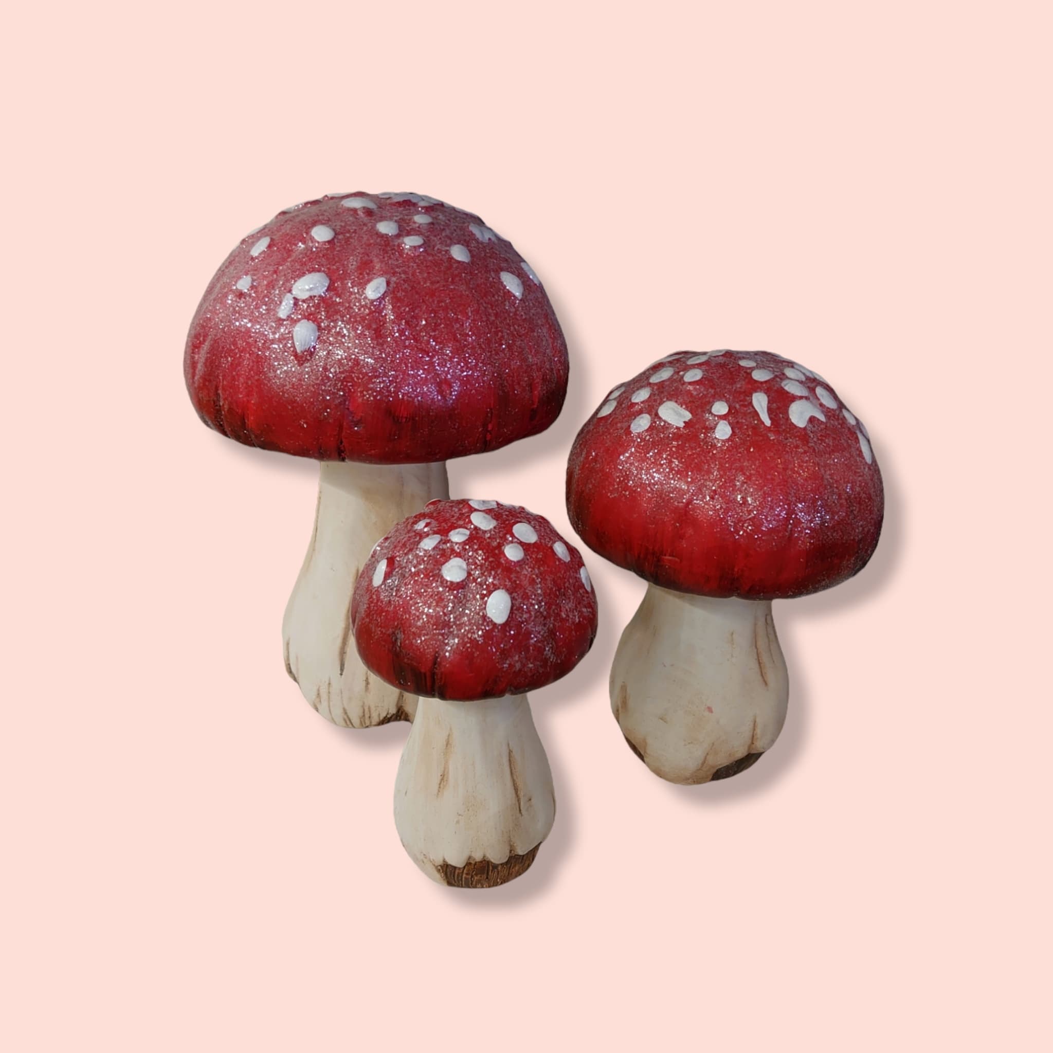 Deko Fliegenpilz Trio aus Keramik